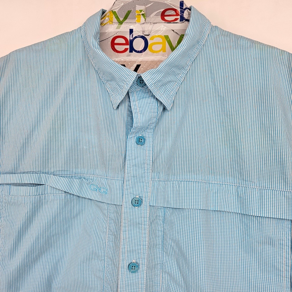 GameGuard Shirt Mens XL Blue Gingham Vented Fishing Short Sleeve Outdoor - Picture 2 of 9